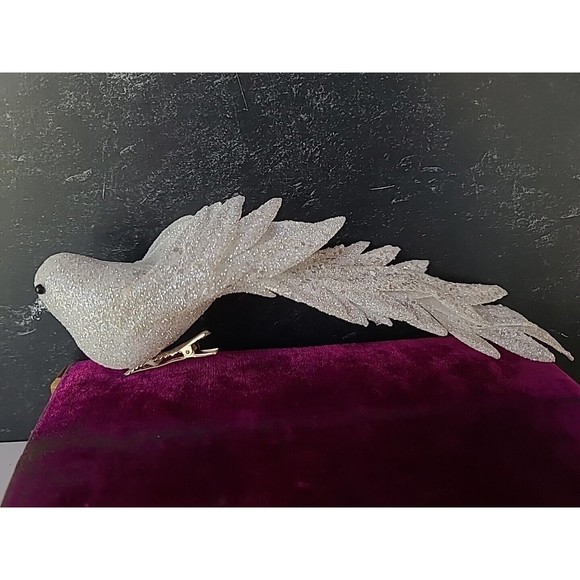 White Glitter Bird Decor - Picture 7 of 10